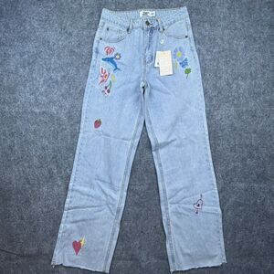 Tiger Mist Jeans Womens Extra Small Zavey Patch Embroidered Festival Boho Hippie